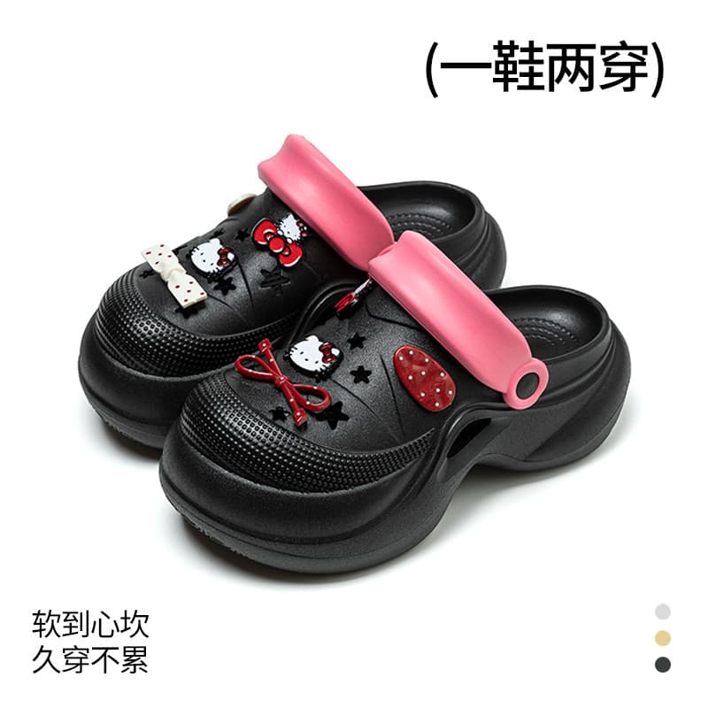 Thick Sole High Heel Sandals Women's Clog Sandals Outdoor One-Strap Beach Shoes Home Slippers Women's Shoes Closed-Toe Slides