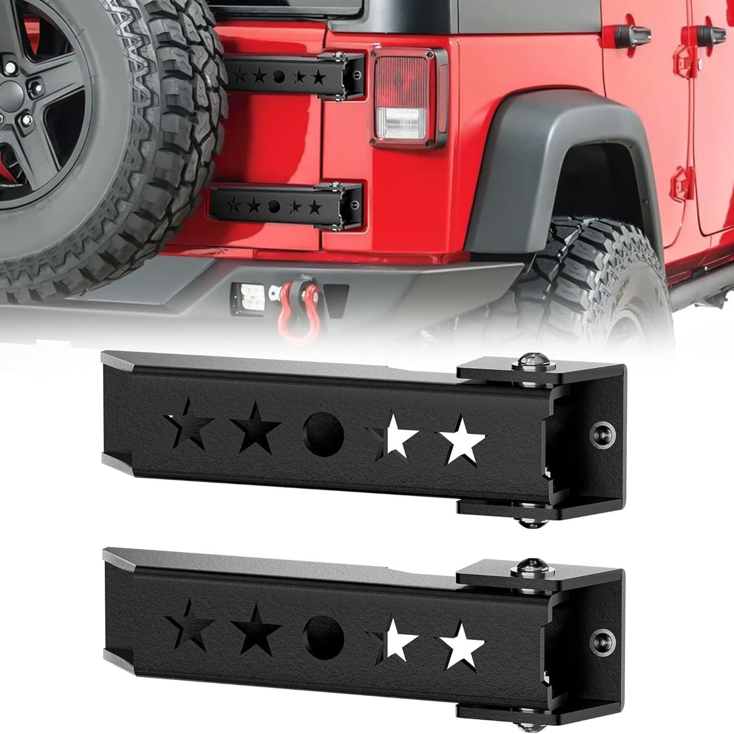 Heavy Duty Reinforced Tailgate Hinge Kit Compatible with 2007-2018 Jeep Wrangler JK JL