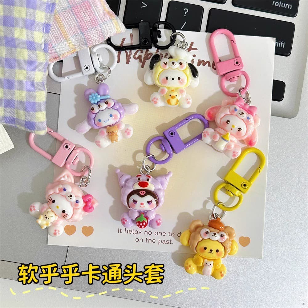 Cartoon Sanrio Keychain Pendant Cute Girly Student Backpack Charm Bag Accessory Best Friend Gift