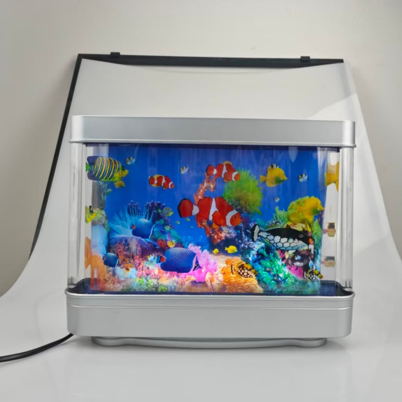 Amazon Aquarium Fish Tank Simulation Light Aquarium LED Ocean View Lamp Desktop Home Night Decoration Small Table Lamp Small Fish Light