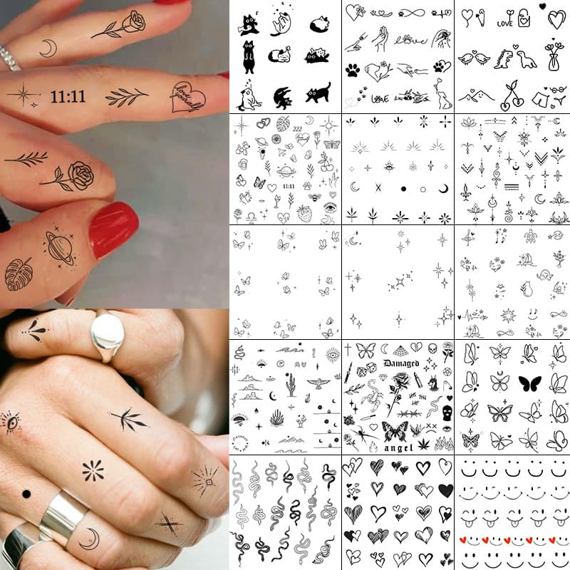 Cross-Border New Product Ins Style Fresh Tattoo Sticker Finger Water Transfer Tattoo Heart Sticker Europe America Amazon Tattoo