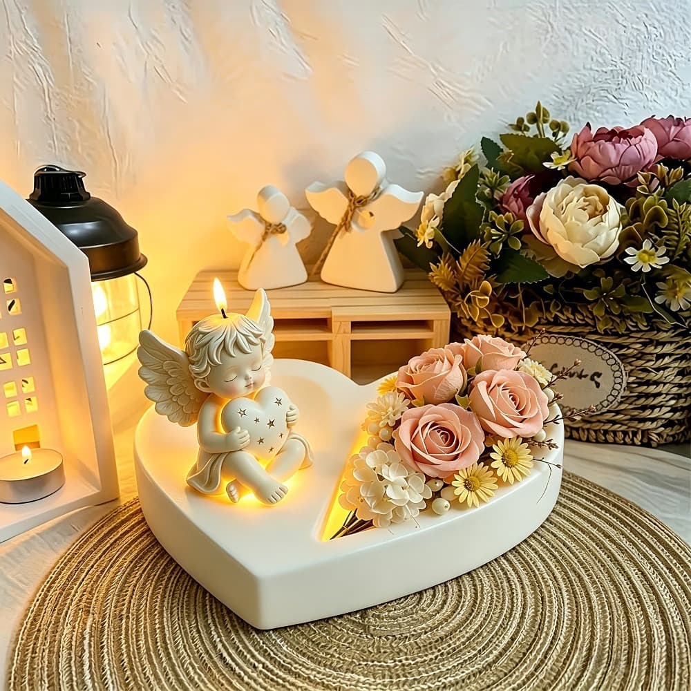 Cross-border Angel Love Candle Holder Silicone Mold Aromatherapy Candle Plaster DIY Ornament