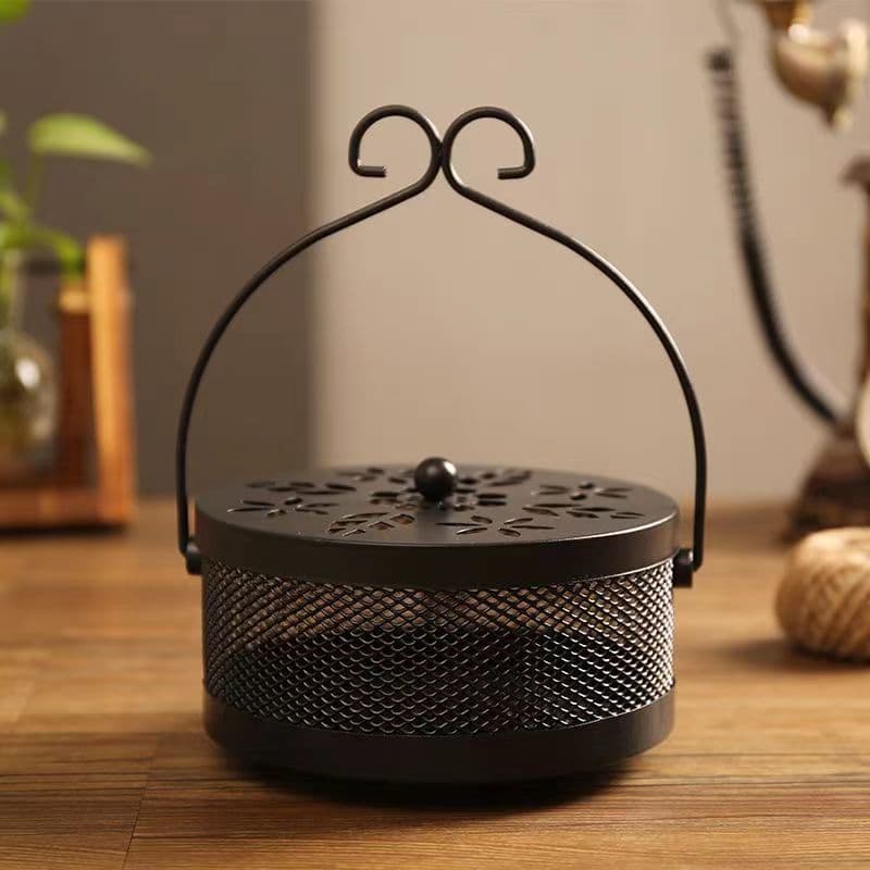 Iron Mosquito Coil Holder, Hanging Incense Burner for Indoor Use, Metal Aromatic Incense Tray with Hanging Feature