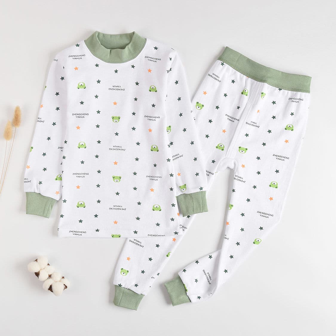 Children's underwear set for children aged 3-17 years old, pure cotton, boys and girls, autumn clothes and long pants, high school, low collar, cotton baby cotton sweater