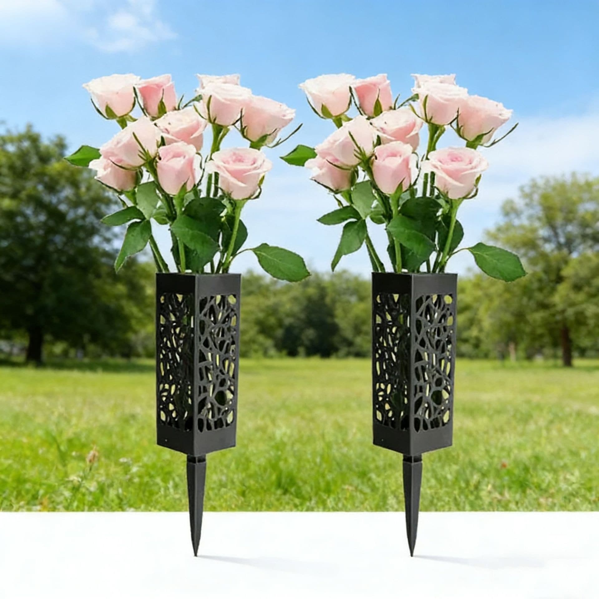 Cross-Border Garden Flower Basket, Rustic Garden Basket, Outdoor Patio Lawn Grave Sweeping Ancestor Worship Cemetery Ground Flower Basket, In Stock