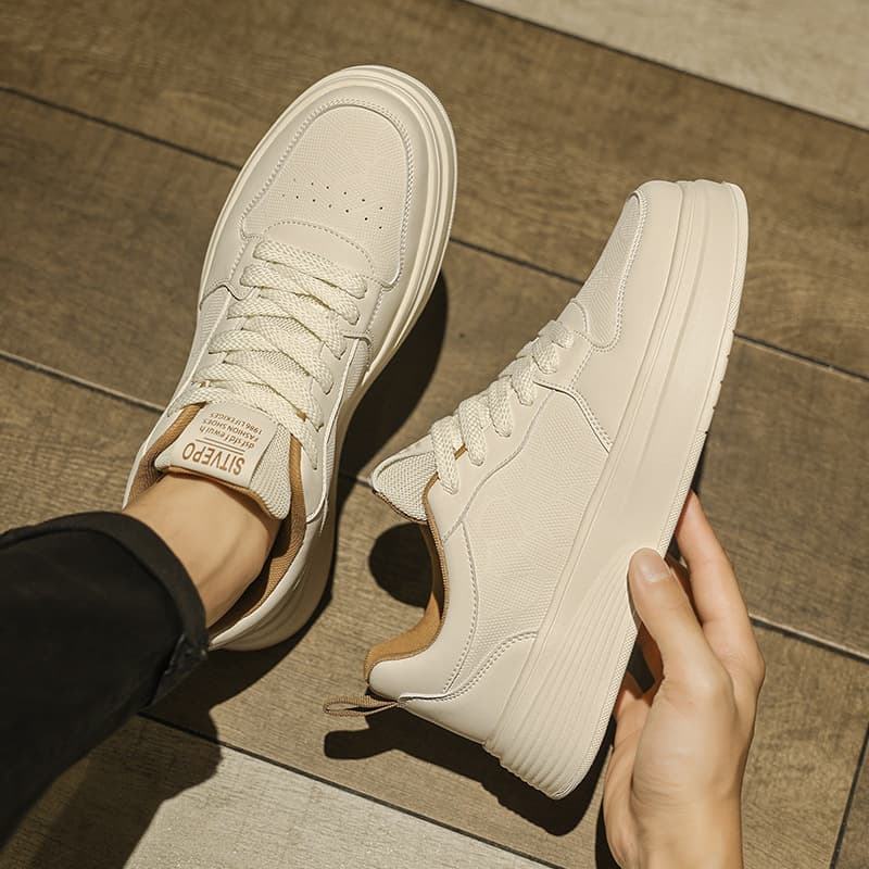 Men's Board Shoes Autumn New Thick Sole White Casual Sneakers Versatile Student Breathable Sports Shoes