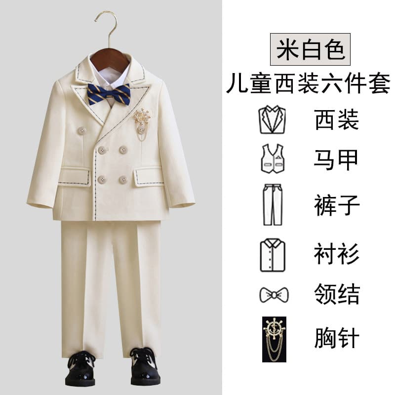 Children's Suit Set British Style Flower Boy Host Birthday Suit Boy Speech Piano Handsome Runway Performance Costume
