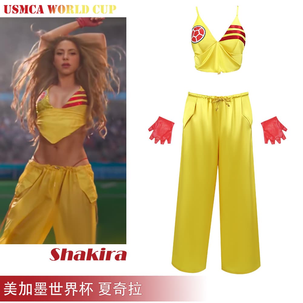 FIFA World Cup 2026 Theme Song Shakira Cosplay Costume Opening Ceremony Cheerleader Wolf Sister Performance Outfit