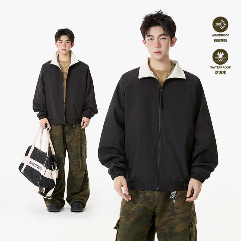 2025 Autumn New Color-block Stand Collar Jacket 5Q1095-TP30 Price Control 58 Couple Windproof Sun Protection Travel