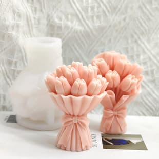 Tulip Bouquet Aromatherapy Candle Mold DIY Budding Tulip Flower Gypsum Wedding Favor Gift