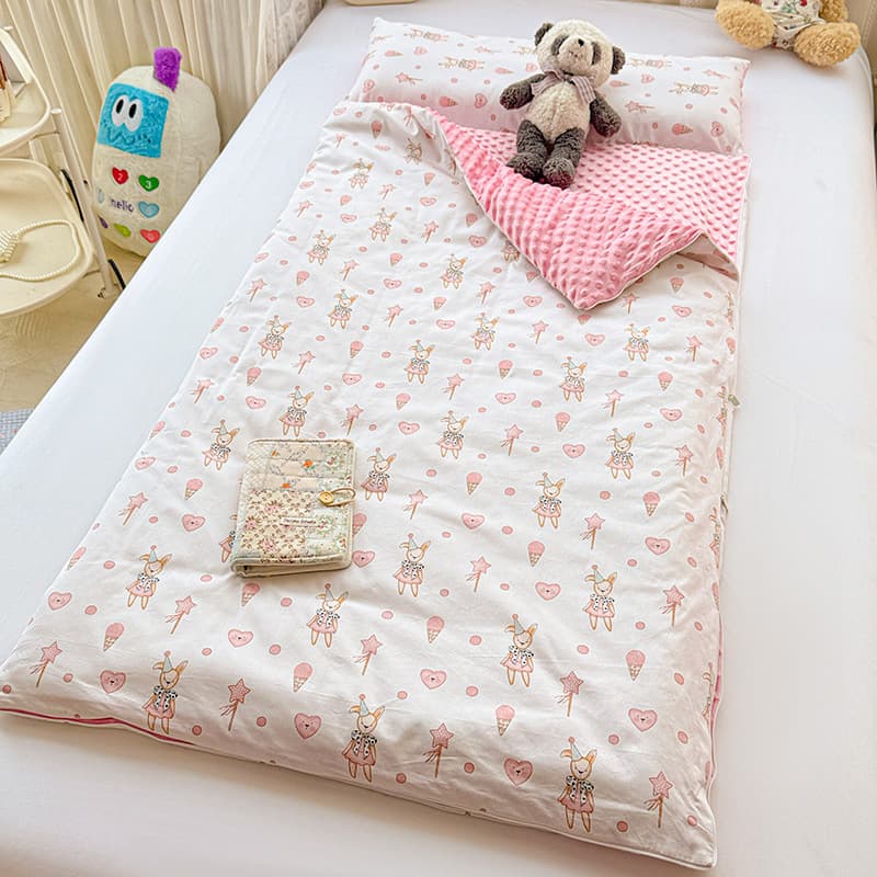 New Kids Cartoon Detachable Full Cotton Bean Velvet Sleeping Bag, Export Quality, Machine Washable, Kindergarten Comfort Anti-Kick Blanket
