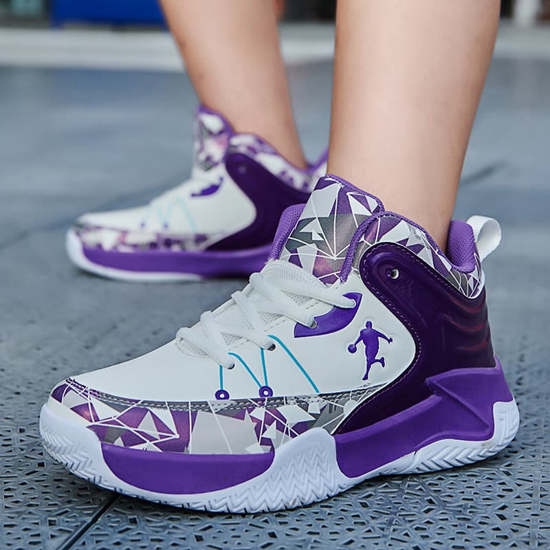 Leather Children's Cross-border Basketball Shoes Kids Middle School Students Mid-top Sports Shoes Teenagers Boys Sneakers Running Shoes