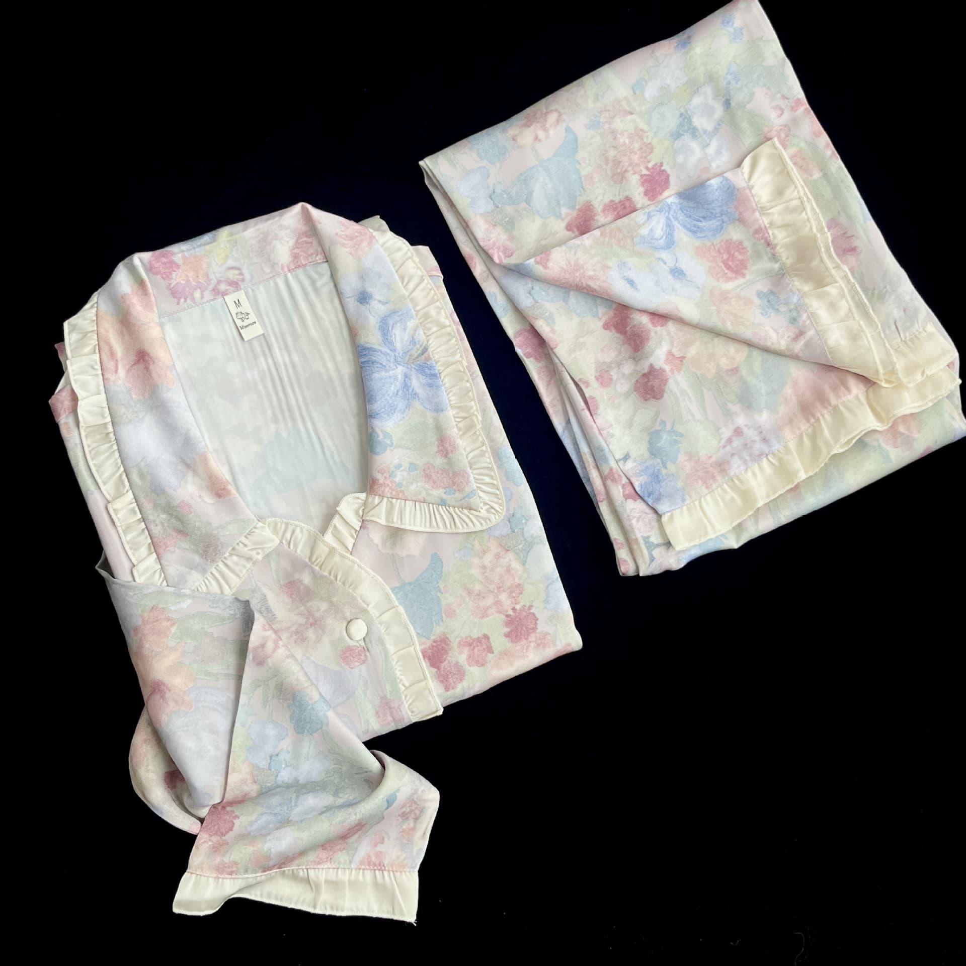 [Flower God flora] New Spring Ice Silk Pajamas Women's Sweet Long-Sleeved Trousers Suit Homewear Can Be Worn Outside