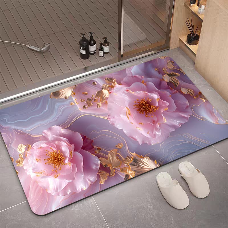 New Cross-Border Visual Floral Doormat, Absorbent Anti-Slip Bathroom Mat for Home, Easy to Clean, Durable, Entryway Mat, In Stock