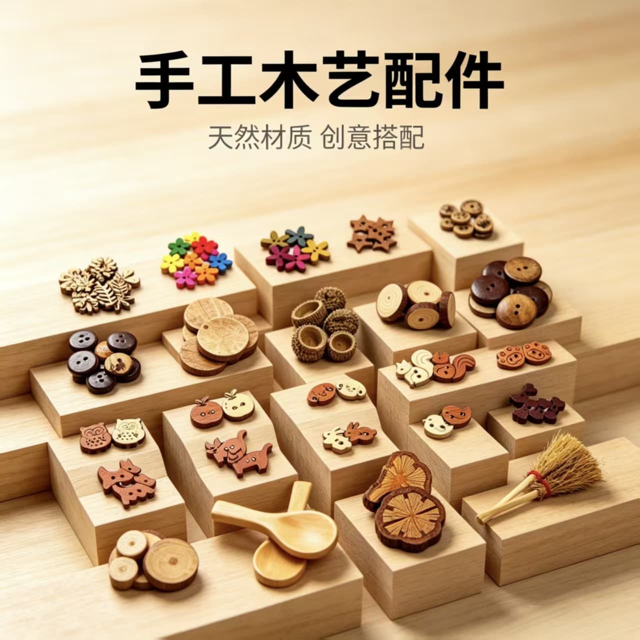 [Wooden Accessories] Pod Doll Shell Doll Handmade DIY Materials Wooden Craft Accessories & Decorations