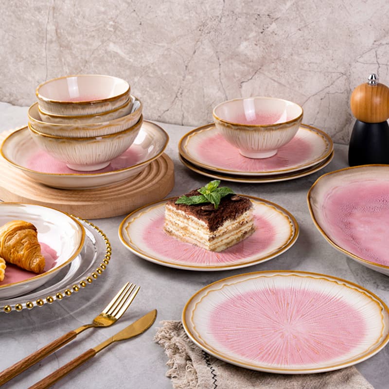 Yuquan Ceramic Factory Direct Sales Diana Household Chinese-Style Bowls and Plates Rice Bowls Kiln-Glazed Tableware Wholesale Bowls and Plates