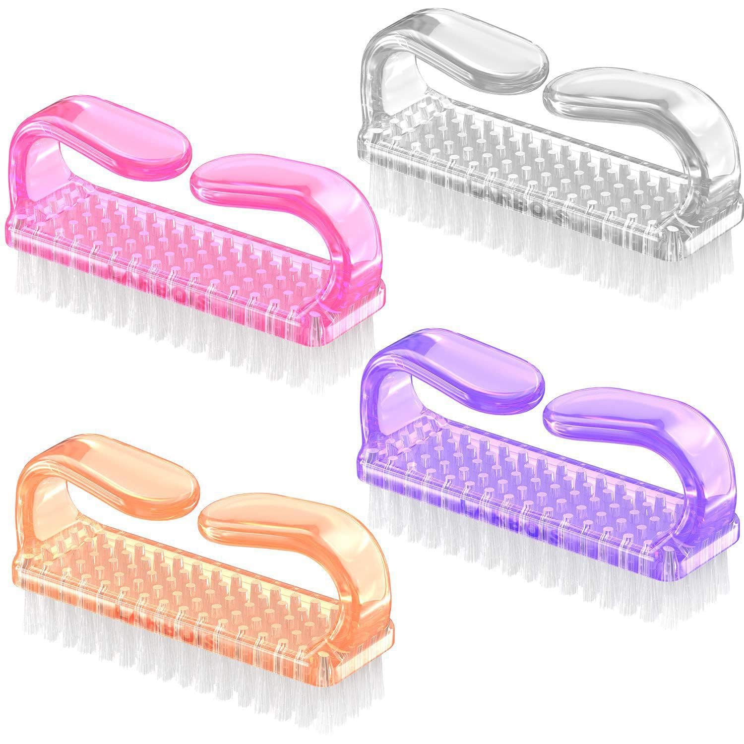Fingernail Scrubbing Cleaning Brush with Plastic Handle, Pedicure Tool Brush for Men and Women, Removes Dirt from Hands, Fingertips, and Feet