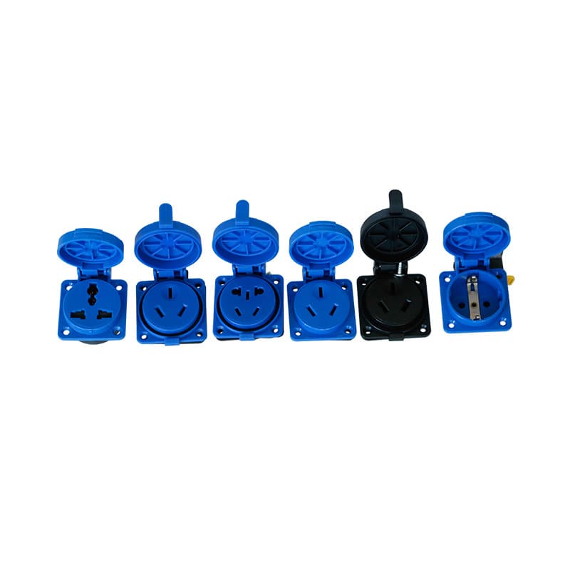 European standard 2-hole socket, German standard 5-hole 312 multi-functional 3-hole waterproof 220V socket with cover, IP54 three-hole 10-16