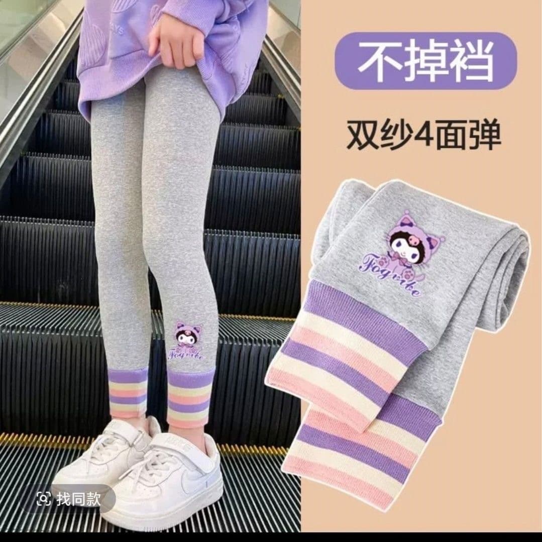 Children's Fleece-Lined Base Pants Autumn/Winter Korean Version Cartoon Outdoor Non-Slip Cotton Pants, Girls' Integrated Fleece Warm Pants Wholesale