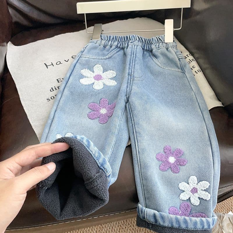 Girls' Denim Jeans Washed Soft Denim Baby Girl Straight Wide Leg Versatile Casual Loose Long Pants 2025