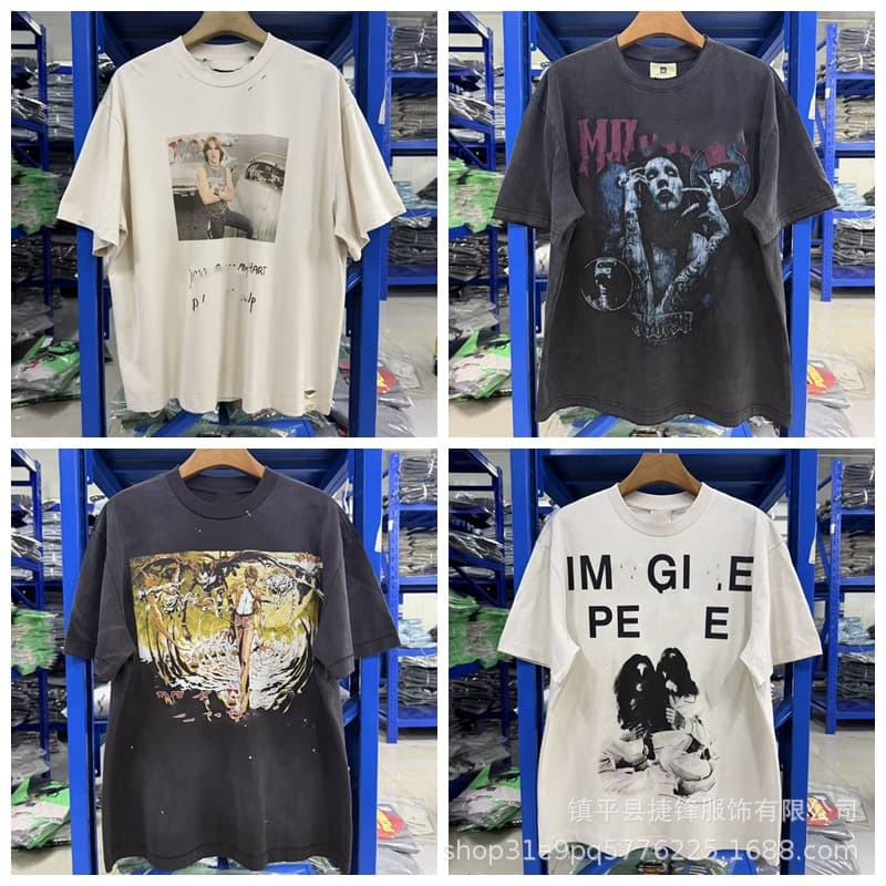 Summer New Style Manson Rock Band American-Style Printed Round-Neck Loose Washed Vintage Round-Neck Short-Sleeve T-Shirt for Men and Women Trendy