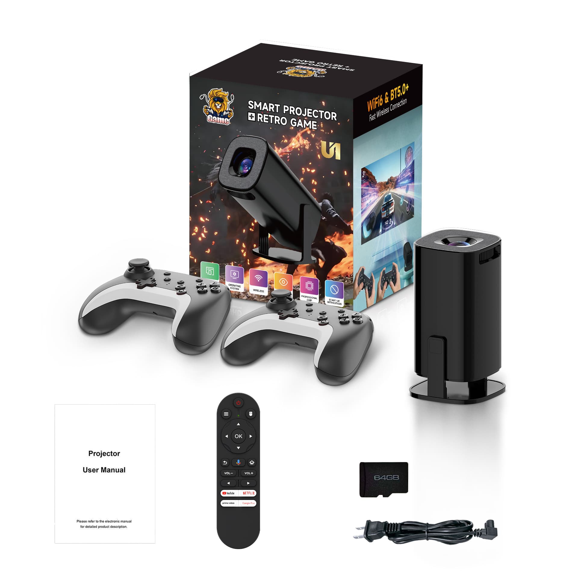 Cross-border U1 Game Console Projector Android 8K Portable Smart Projector WiFi Outdoor HD Home Projector