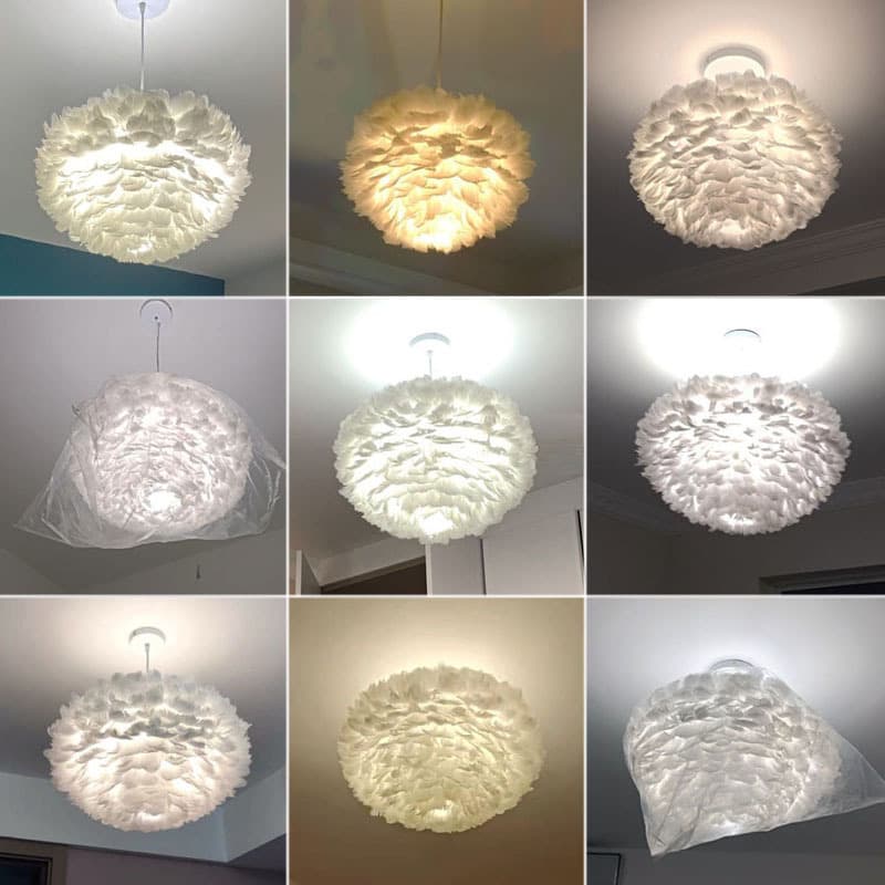 Bedroom chandelier warm and romantic Nordic feather lamps living room room creative ins internet celebrity girl feather lighting
