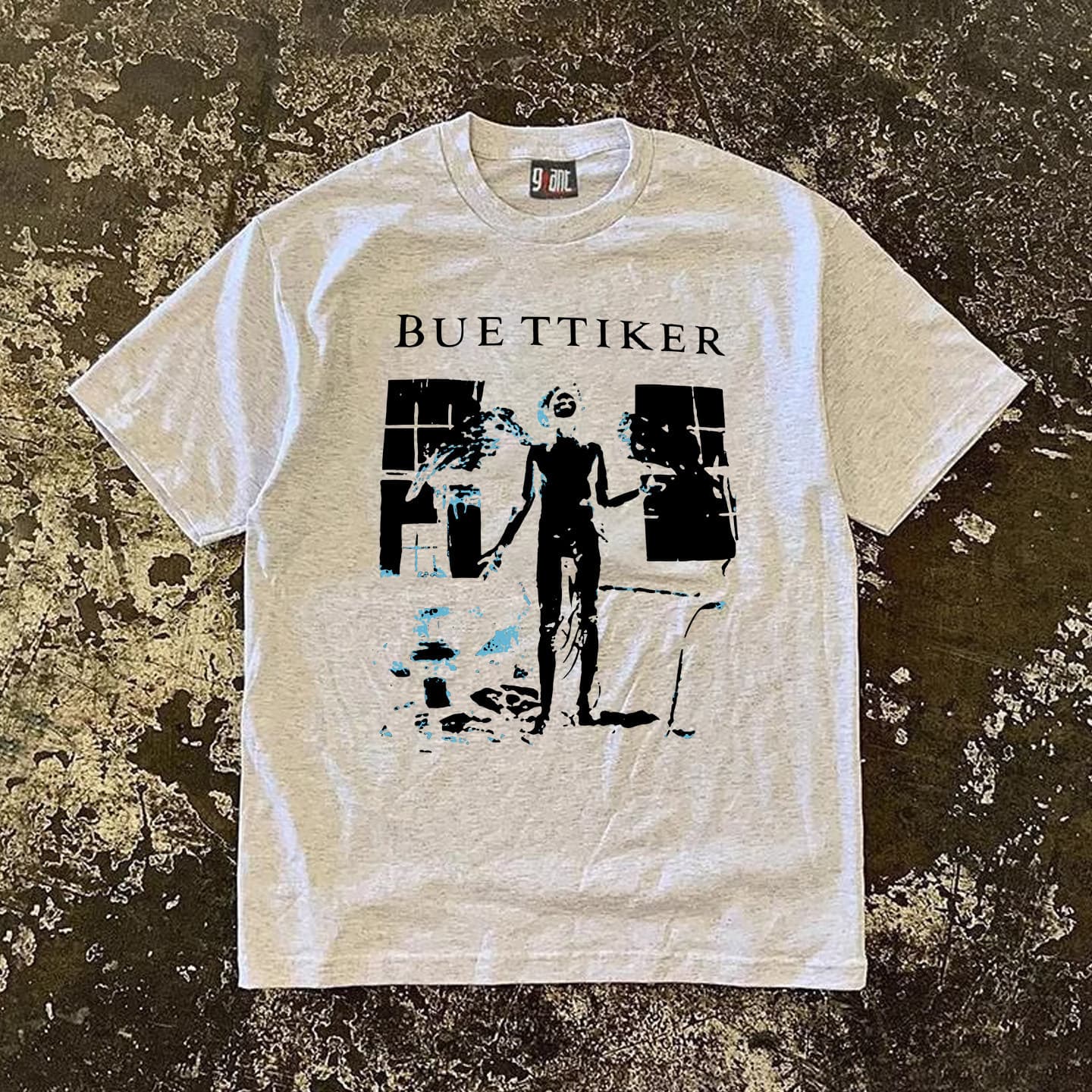 Sleccter American Retro Rock Print Short-Sleeved T-Shirt for Men and Women Loose High Street Style Black Round Neck Top Summer