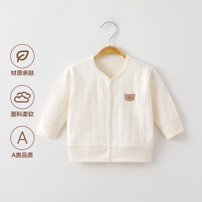 Children's cardigan coat for spring and autumn seasons, bottoming open button baby cotton jacquard coat, baby warm in autumn