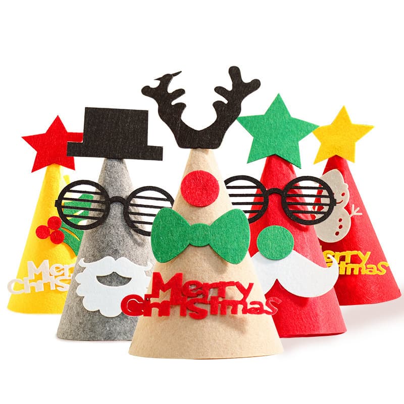 Felt Cartoon Christmas Hat, Halloween DIY Christmas Decoration Hat, Santa Hat, Holiday Party Decoration