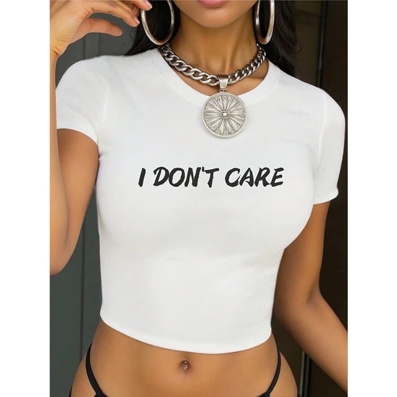 Y2K Top Summer Hot Sale for EU/US Cross-Border American Trendy Letter Print T-Shirt Sexy Crop Top Short Sleeve for Women