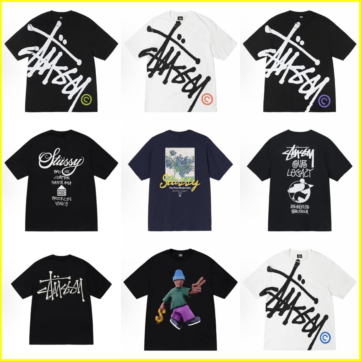 2025 New American Street Style Stu Original Label In-Stock World Tour Casual Loose Unisex Base Layer Streetwear T-Shirt