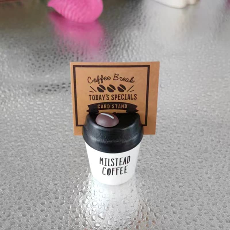 Wooden Coffee Cup Message Clip Desktop Ornament, Photo Clip, Business Card Holder, Note Clip, Fashionable Desktop Label Clip
