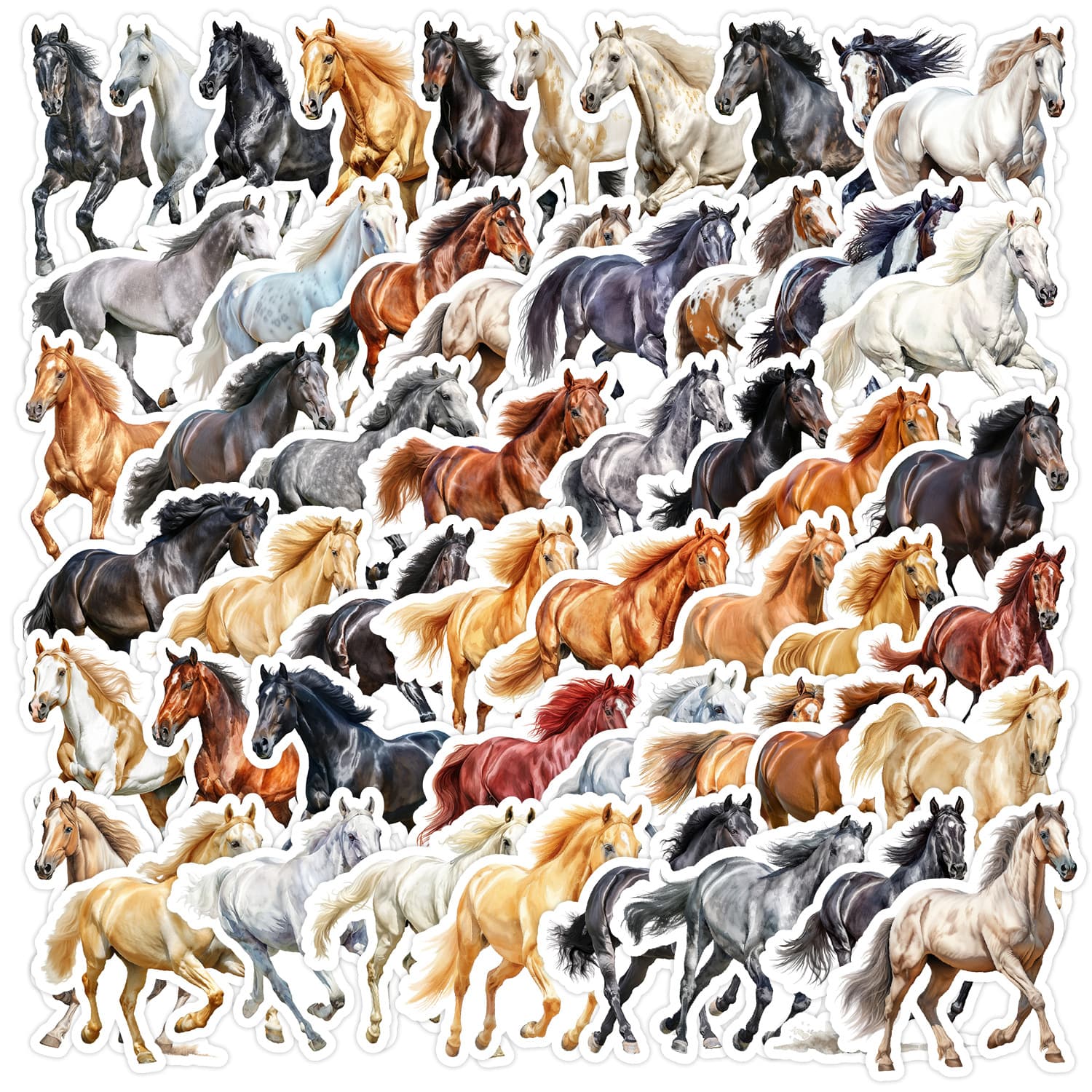 50 Cute Watercolor Horse Graffiti Stickers Water Bottle Phone Waterproof Decorative Stickers Creative Animal Stickers