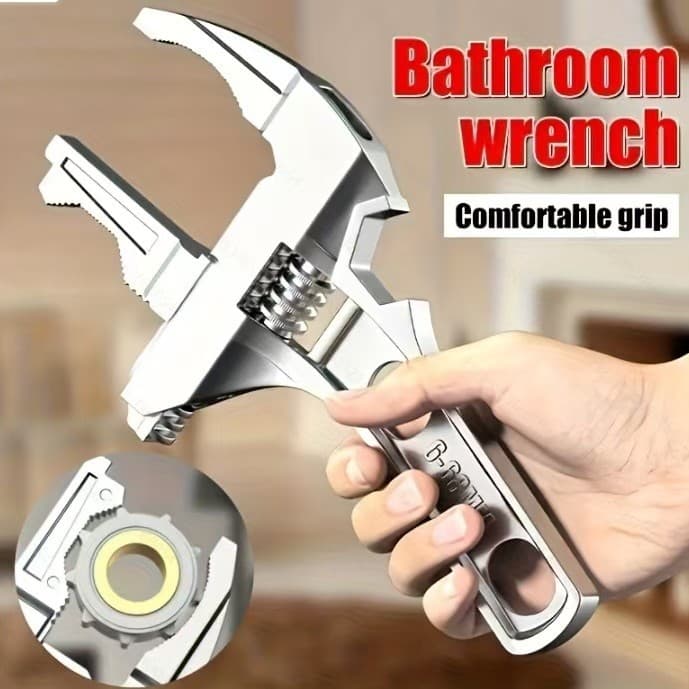 Plumbing sink bathroom wrench, short handle, large opening, water pipe multi-purpose adjustable wrench special tool