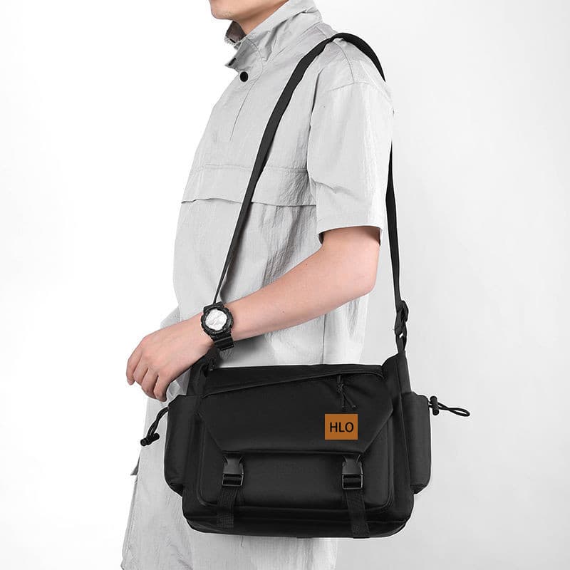 Japanese Workwear Style Men's Large Capacity Crossbody Bag, Trendy Student Sports Backpack, Nylon Courier Bag for Cross-Border