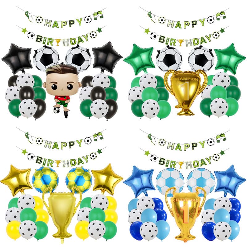 Cross-border Football World Cup Theme Party Decoration Aluminum Foil Balloon Boy Birthday Football Aluminum Foil Balloon Set