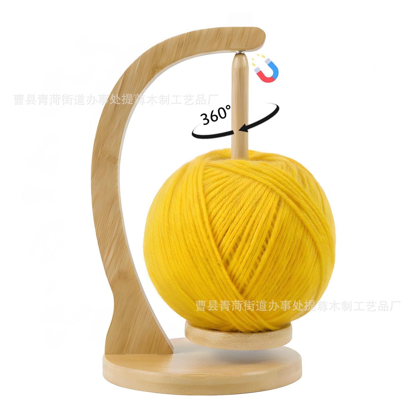 Cross-border Bamboo Rotating Yarn Holder Home Desktop Magnetic Crochet Hook Yarn Stand Detachable Yarn Ball Spinning Tool