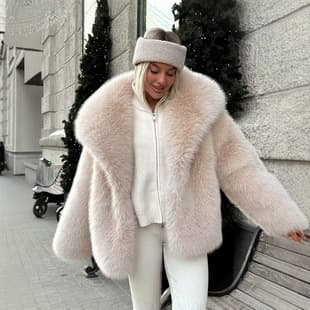 Cross-Border Export European-American Style Fall/Winter Turn-Down Collar Faux Fur Coat for Women, Fluffy Fox Fur Velvet Eco-Friendly Faux Fur Wholesale