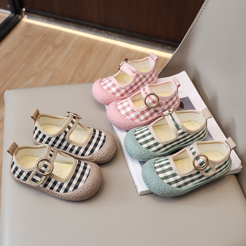Girls' canvas shoes, spring and autumn princess shoes, summer square-toe children's shoes, kindergarten indoor soft-soled baby girl single shoes