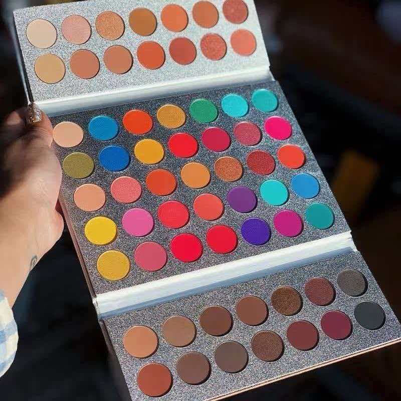 63-Color Eyeshadow Palette, Long-Lasting, Highlighter, Matte, Shimmer, Foldable, Wholesale Multi-Color Shimmer and Matte Mix