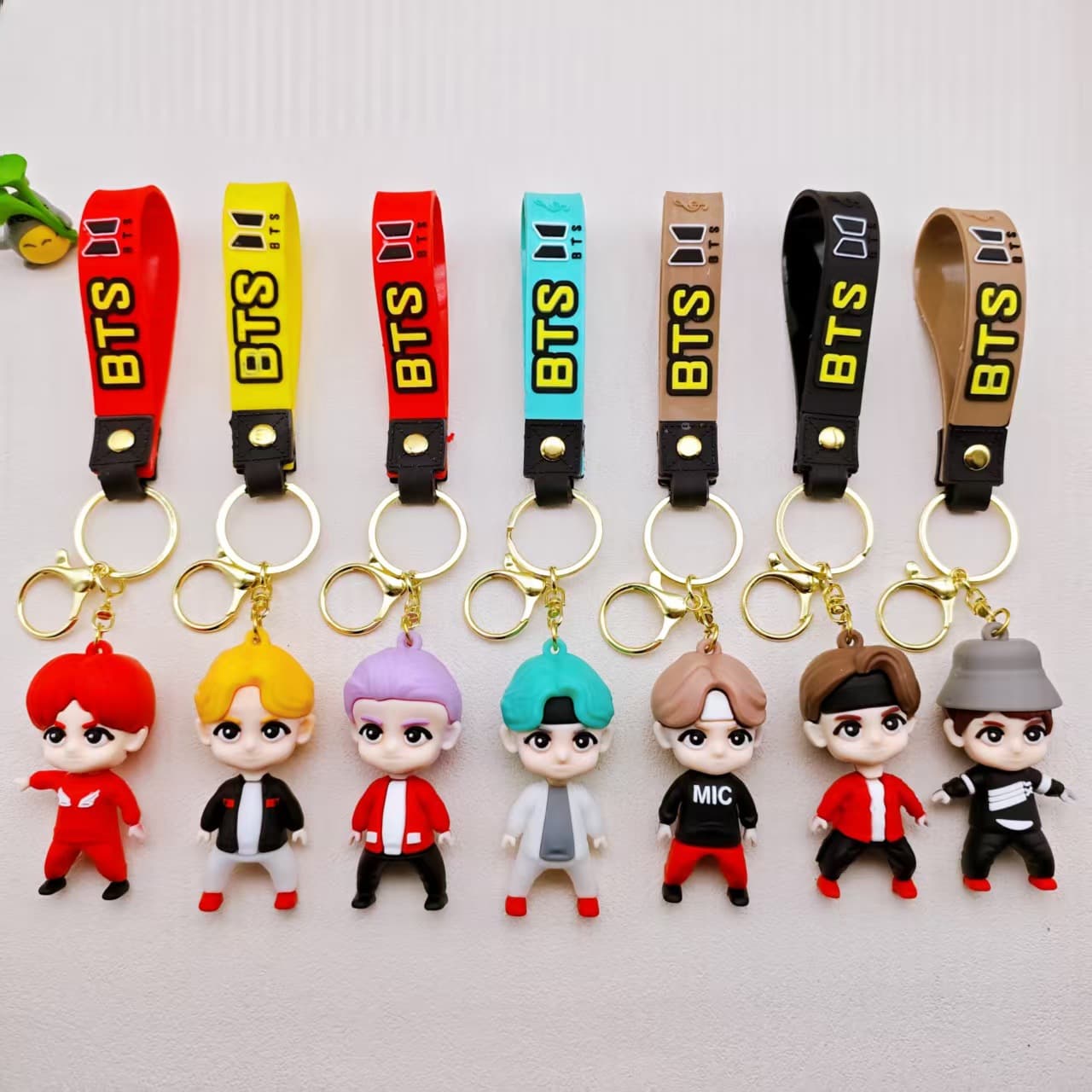 Popular Korean Bts Keychain Soft Rubber 3D Doll Student Backpack Pendant Wholesale
