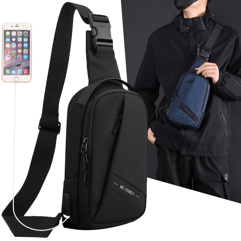 WEPOWER Men's Casual Business Chest Bag Oxford Cloth Single Shoulder Crossbody Bag Youth Backpack Large Capacity Sports Bag