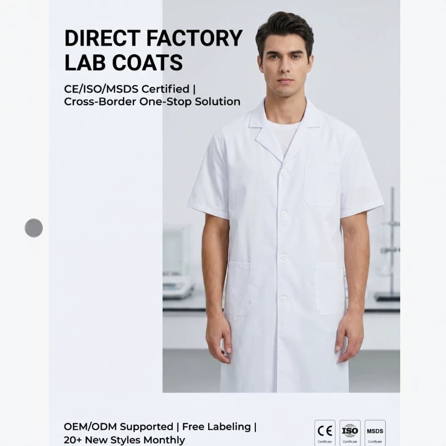 Cross-Border Lab Coat White Doctor Coat Hospital Export Style Workwear Amazon Bestseller Southeast Asia Long Sleeve Uniform