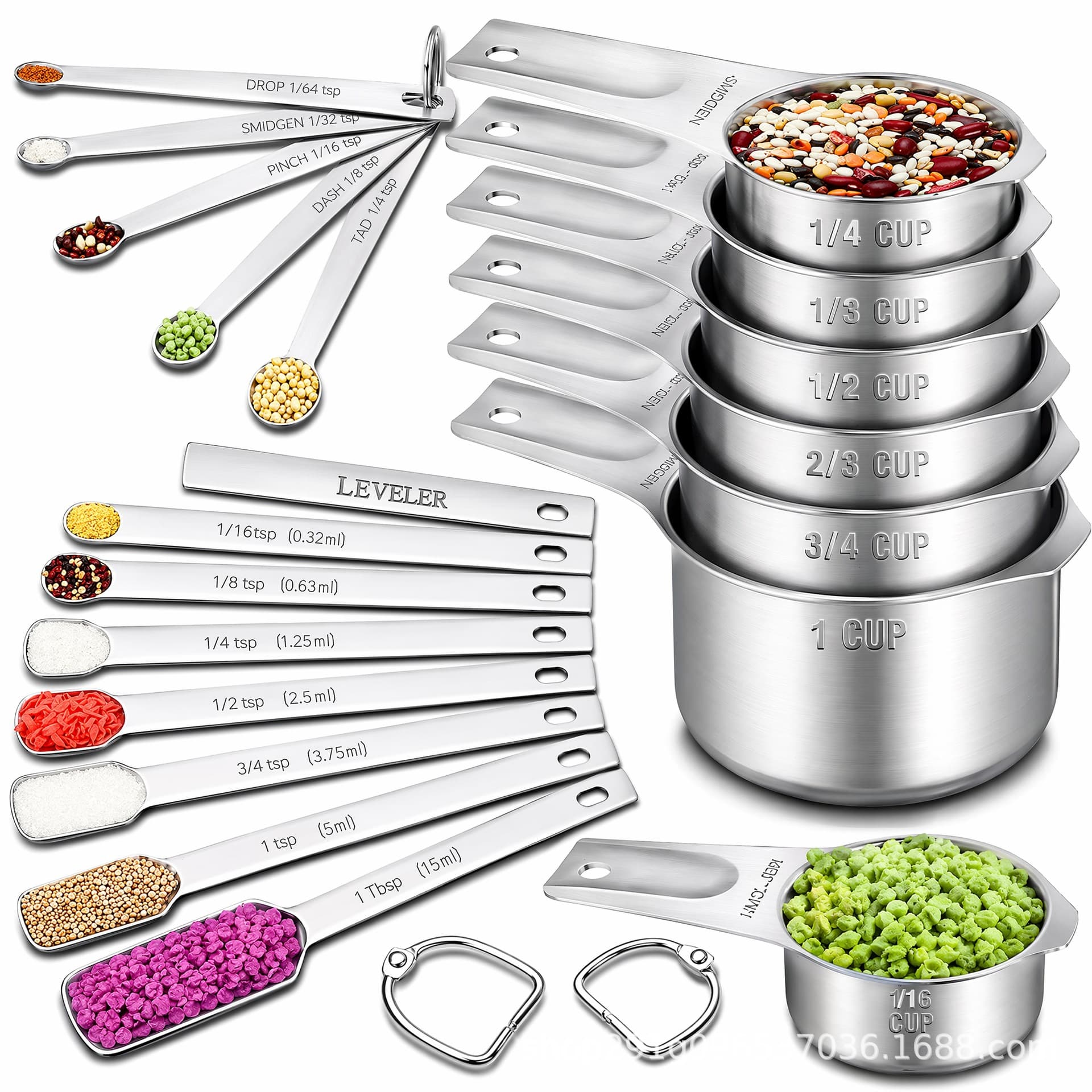 Cross-border stainless steel 304 measuring cup measuring spoon 20-piece set scale measuring cup measuring spoon coffee spoon baking set for home use