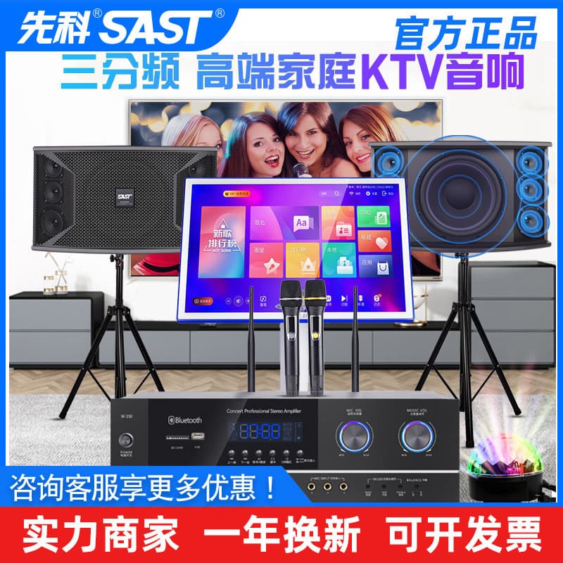 SAST 10-inch KTV Speaker Set, Complete Home Cinema Karaoke System with Song Selector, Professional Karaoke Speakers
