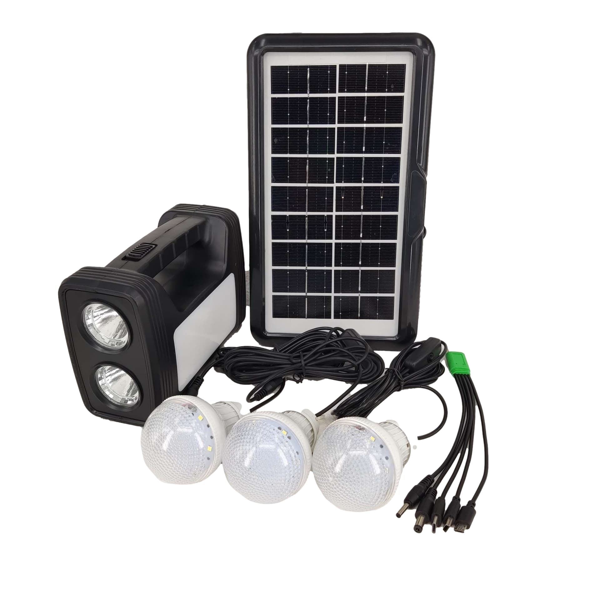 Portable Solar System Light 9V 3.5W Solar Panel Solar Bulb Light USB Phone Charging Black