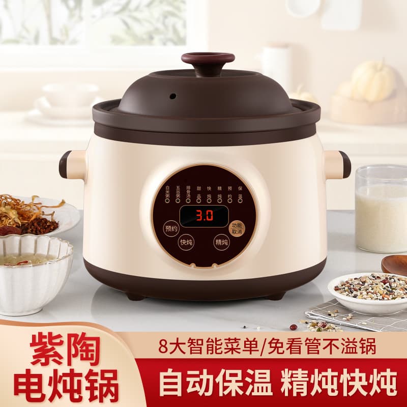 Household Automatic Electric Stew Pot, Health Soup and Porcelain Cooker with Smart Features for Baby Food