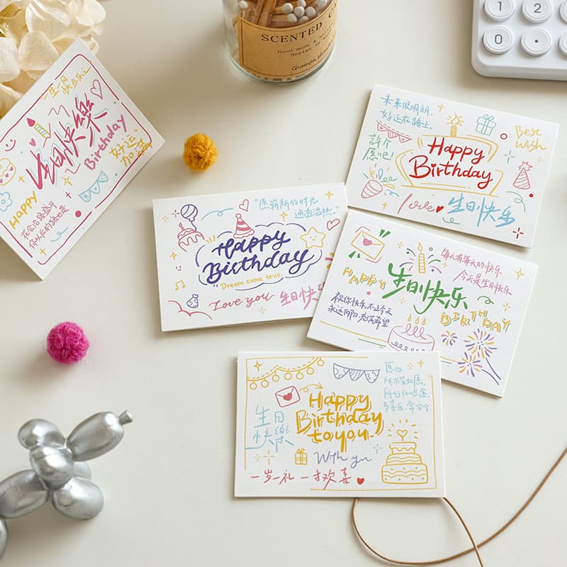 Happy birthdayBirthday wishes handwritten greeting cardHappy birthday greeting cardFlower shop baking blessing message card