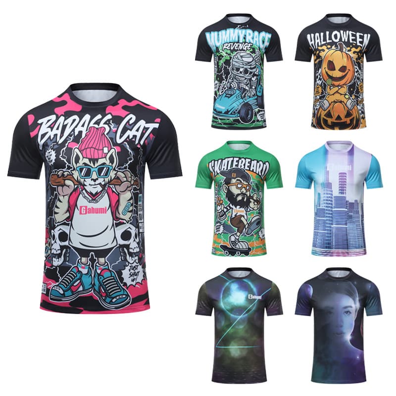Cross-border Hot-selling Sublimation All-over Print T-shirt Anime Short Sleeve Printed Logo Digital Print Short Sleeve Lettering European and American T-shirt